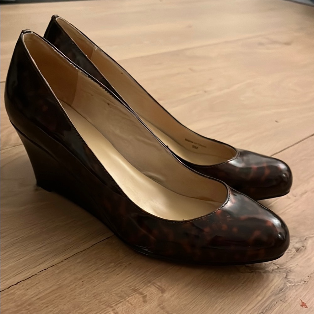 Kate Spade Tortoise Patent Wedge Pumps